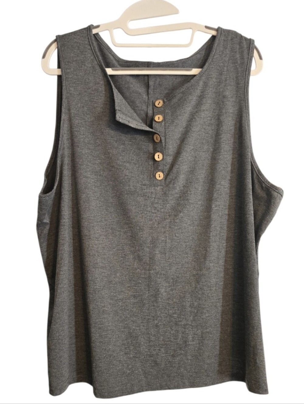 Sleeveless Henley Tank Top in Charcoal Gray Size 2X in EUC